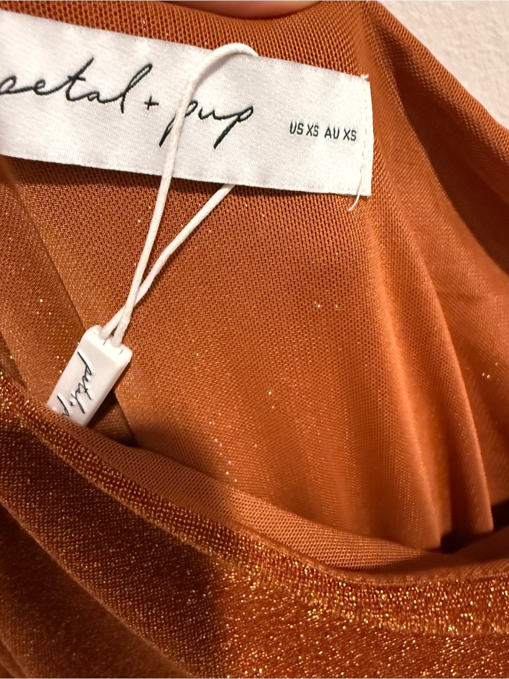 Petal & Pup Santiago Off Shoulder Dress XS Bronze Metallic Fall Wedding Party - Picture 6 of 14